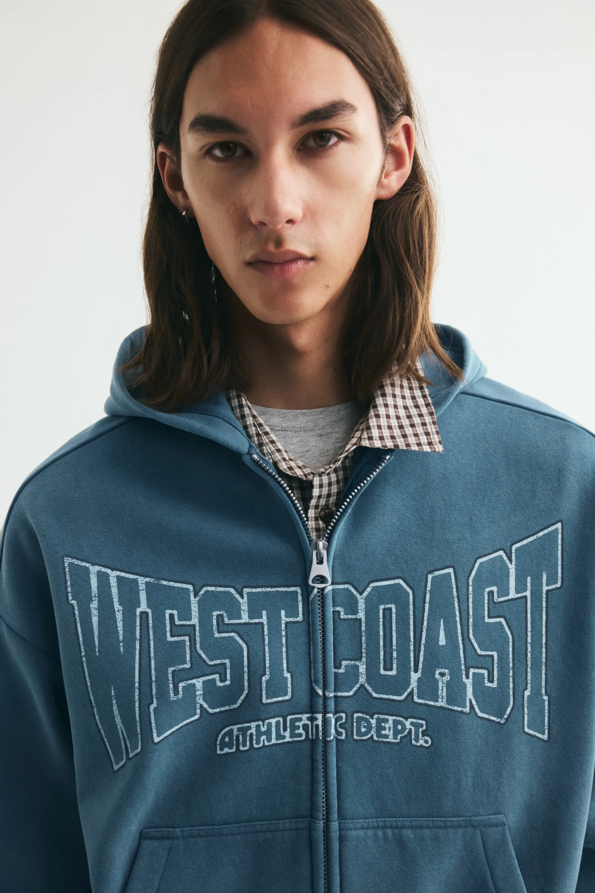 Veste imprimée Oversized Fit avec capuche et zip - Bleu ancien/Westcoast