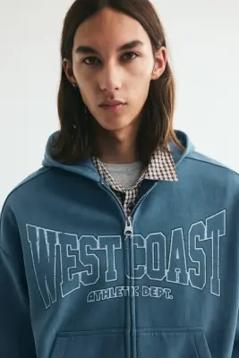 Veste imprimée Oversized Fit avec capuche et zip - Bleu ancien/Westcoast — photo 1