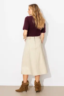 Jupe midi évasée en toile — photo 4