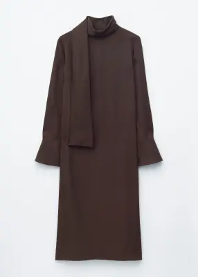 Robe midi à écharpe - Marron foncé — photo 2