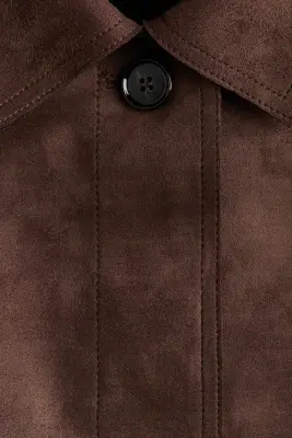 Manteau court avec ceinture à nouer - Marron foncé — photo 5