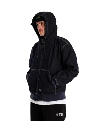 Hooded Denim Jacket Rinsed Navy — photo 2