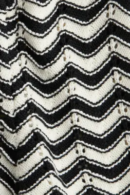 Ensemble 2 pièces en maille pointelle de coton - Blanc/rayures noires — photo 1