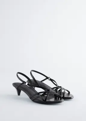 Sandales à brides en cuir - Noir — photo 3