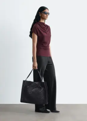 Pantalon en satin à cordon de serrage - Noir — photo 3