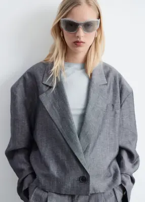 Blazer court oversize - Gris chiné — photo 2