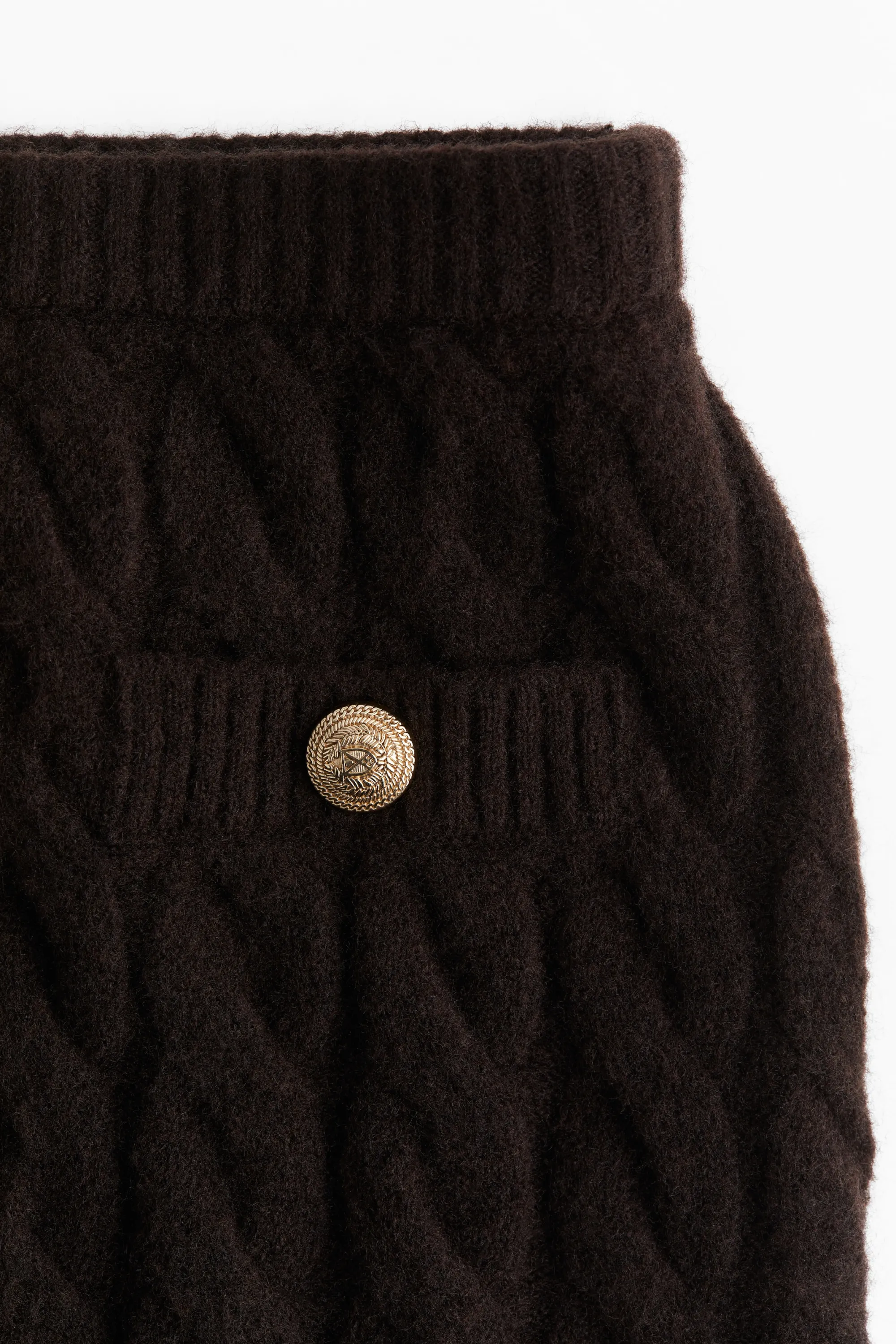 Minijupe en maille torsadée - Marron foncé