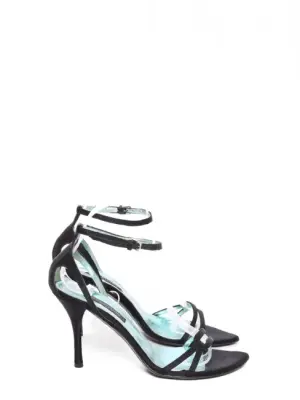Sandales à talon en satin noir et bride cheville Prix boutique 610€ Taille 36,5 — photo 1