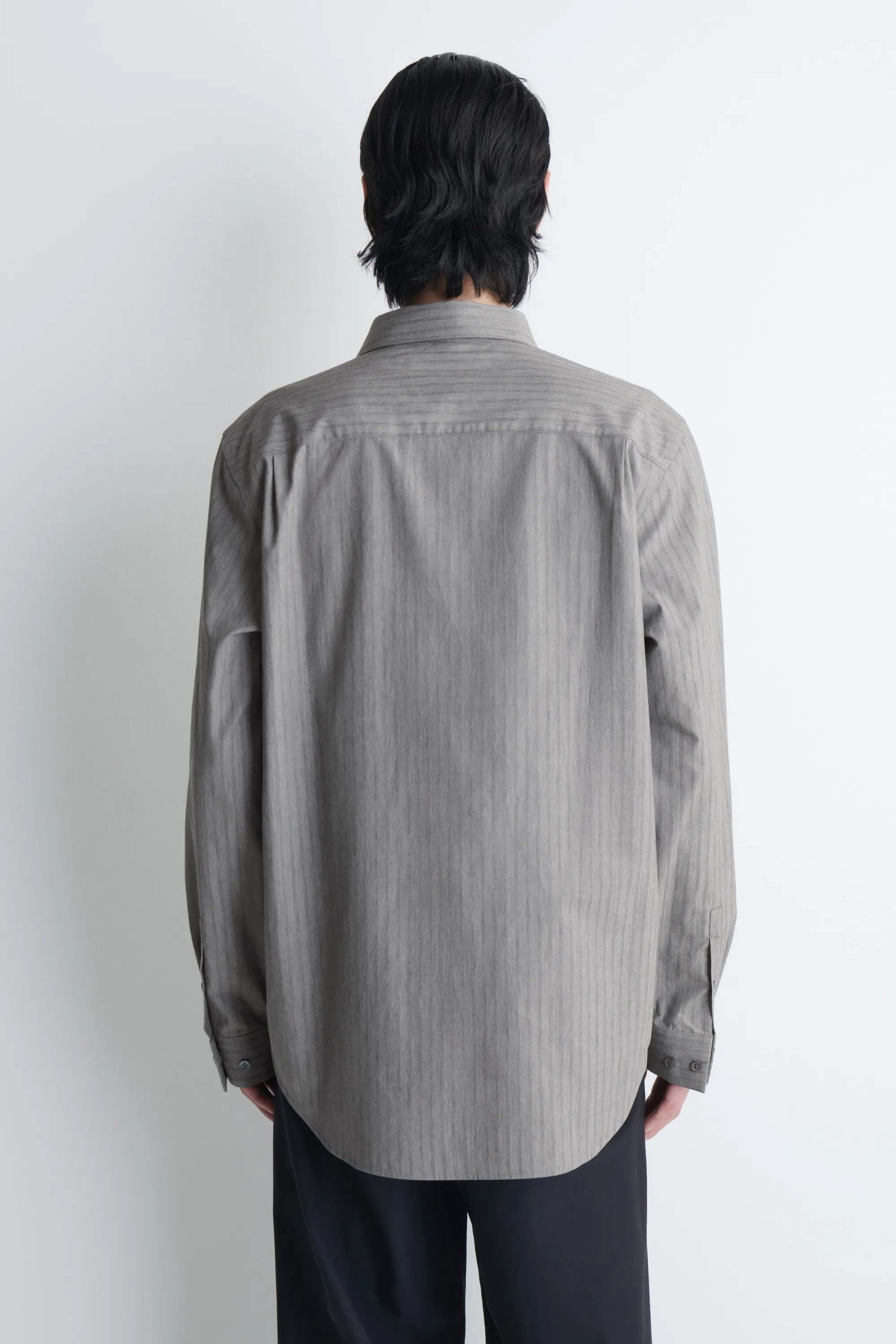CHEMISE RAYÉE EN COTON - GRIS / RAYÉ