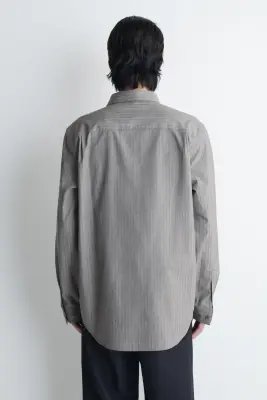 CHEMISE RAYÉE EN COTON - GRIS / RAYÉ — photo 1