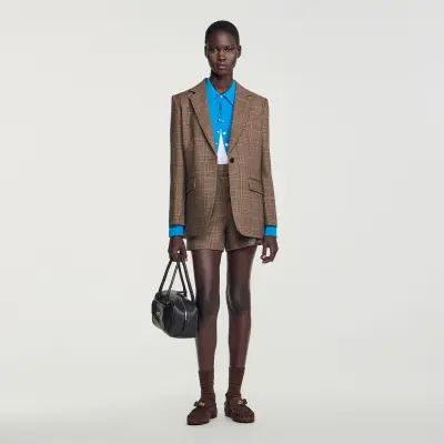 Veste en laine à carreaux