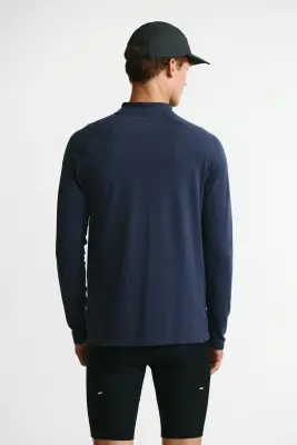 T-shirt de sport à col zippé Muscle Fit DryMove™ - Bleu foncé — photo 3