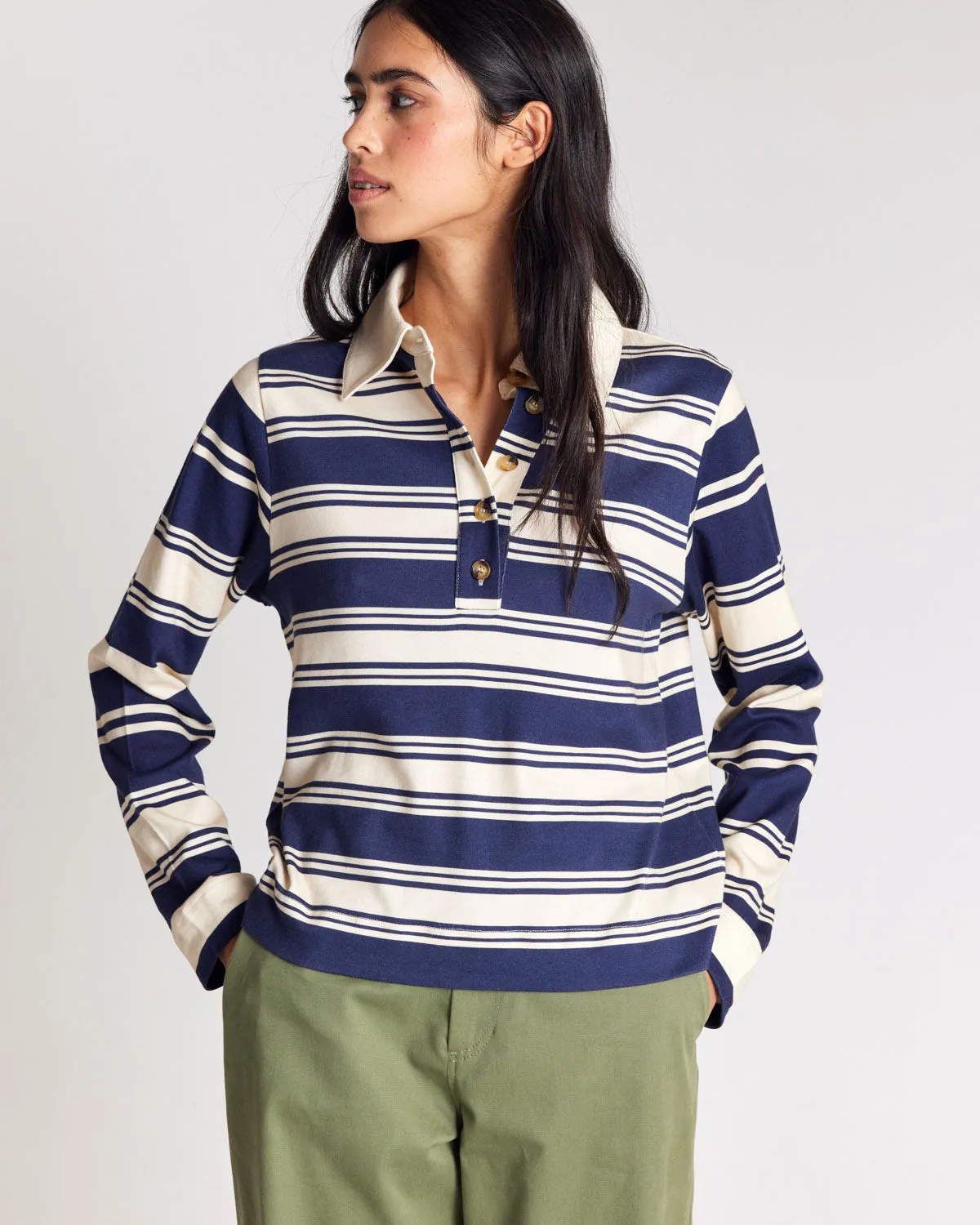 Tee-Shirt Maria rayures bleu marine et écru