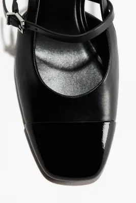 Escarpins à bride arrière avec talon bloc - Noir — photo 2