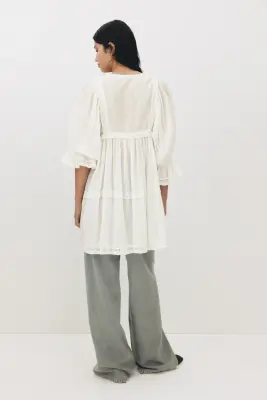 Robe en coton avec dentelle - Blanc — photo 2