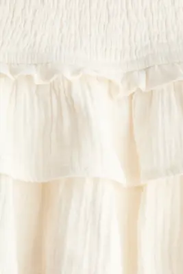 Mini jupe-short à étages en viscose - Crème — photo 4