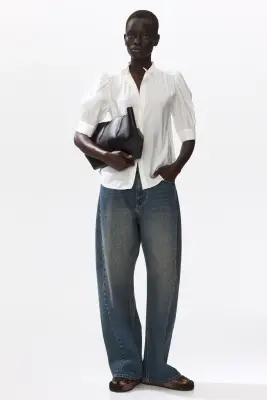 Blouse à manches bouffantes - Crème — photo 1