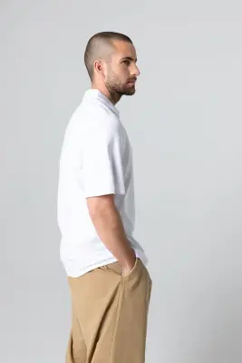 Polo Blanc Manches Courtes en Coton Supima — photo 3