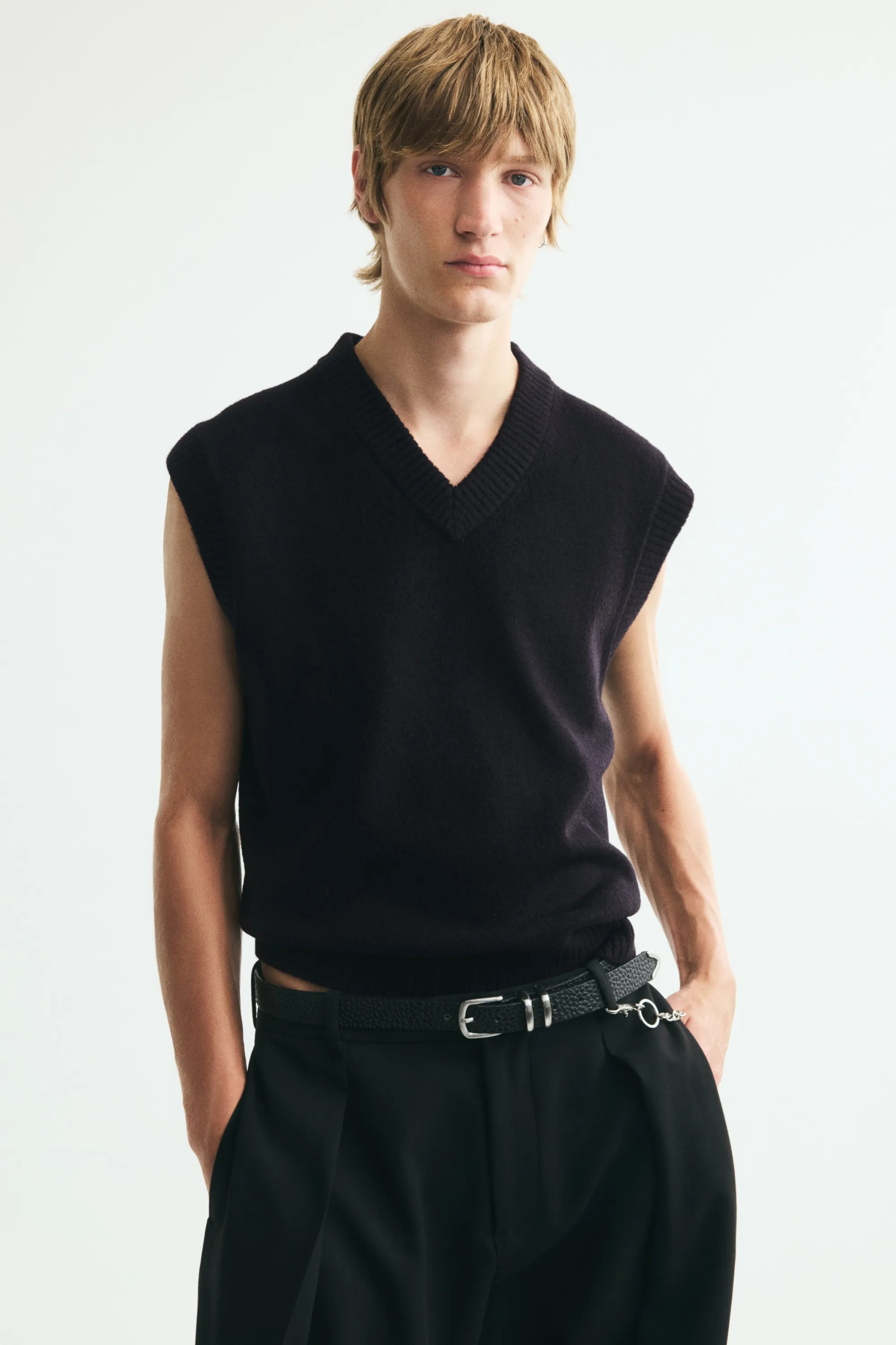 Pull sans manches Relaxed Fit - Noir