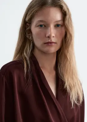 Blouse croisée - Rouge foncé — photo 3