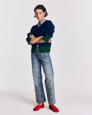 Cardigan Clea bleu marine et vert — photo 3