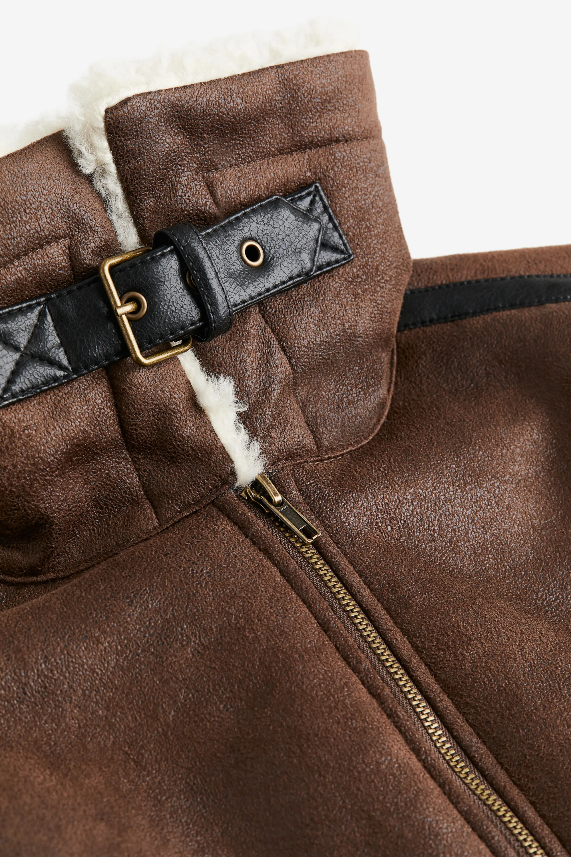 Veste oversize doublée de tissu Teddy bear - Marron