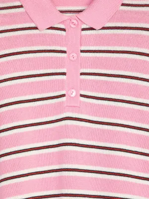 Pull polo rayé - Rose/Rayures — photo 5