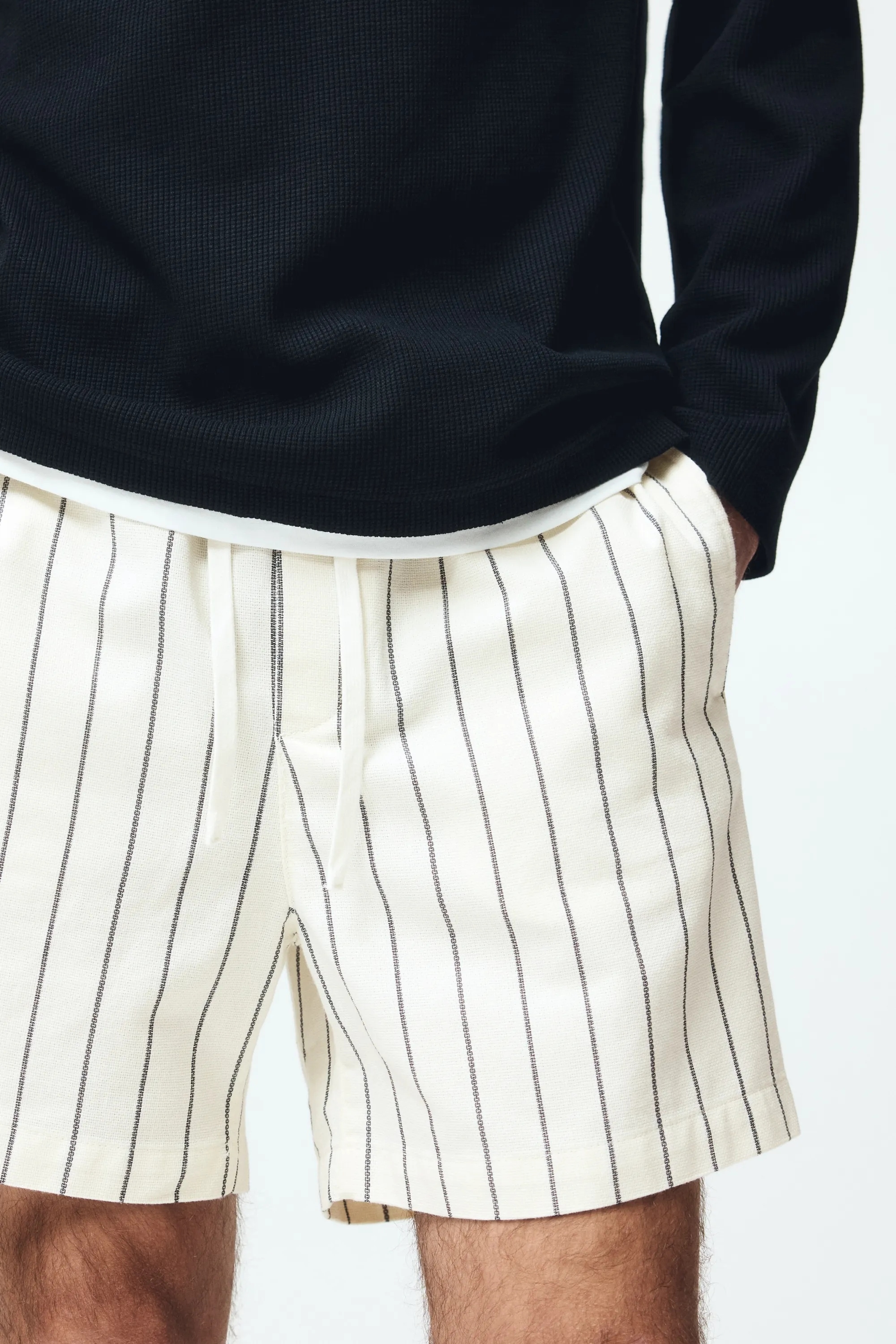 Short Regular Fit - Crème/rayé