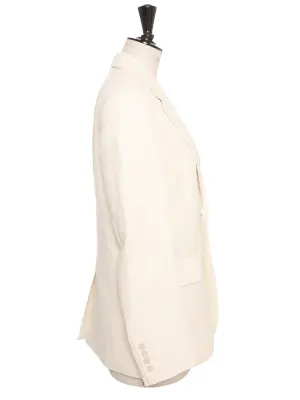 Veste blazer classique un bouton en lin et coton blanc ivoire Px boutique 1600€ Taille 34 à 38 — photo 4