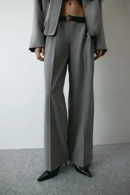 Pantalon chic à jambes larges - Gris clair/rayures tennis — photo 2