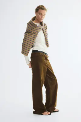 Pantalon en velours de coton côtelé - Marron foncé — photo 3