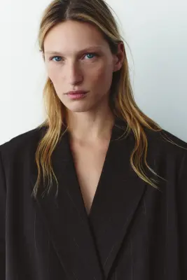 Blazer à fermeture croisée - Marron foncé/rayures tennis — photo 3