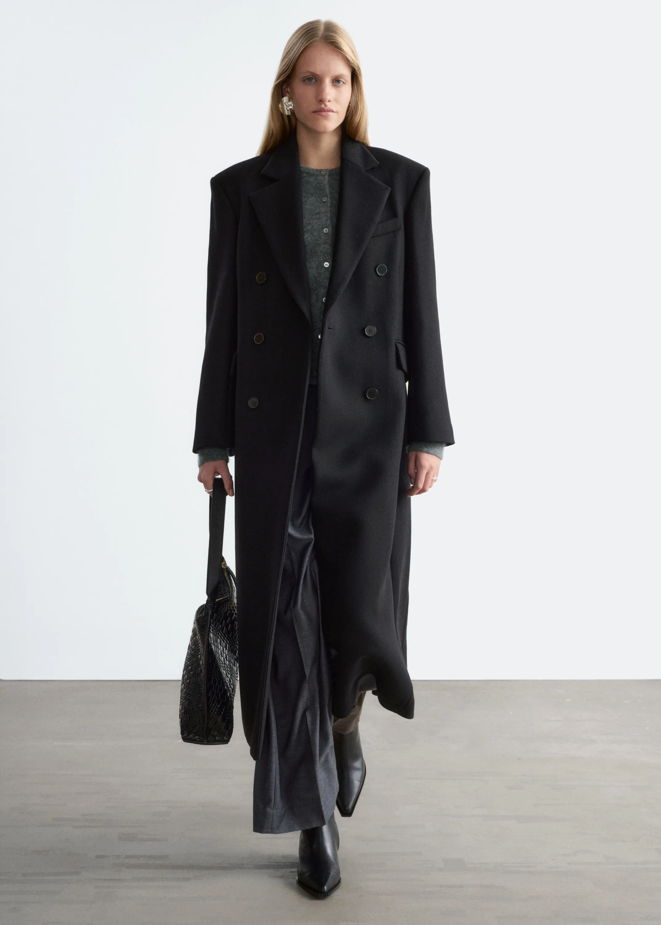 Long Wool Coat - Noir
