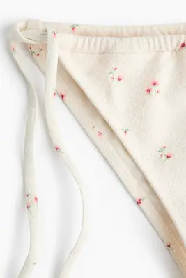 Bas de maillot Cheeky Tanga à nouer - Crème/fleuri — photo 4