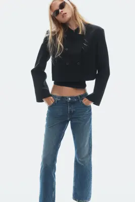 Bootcut Regular Waist Cropped Jeans - Bleu denim foncé — photo 3