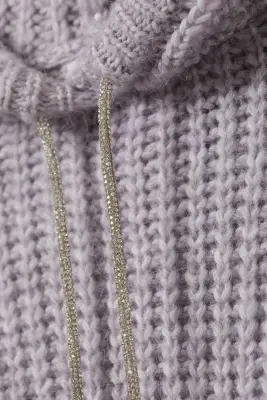 Sweat à capuche en maille avec cordon de serrage - Lilas — photo 4