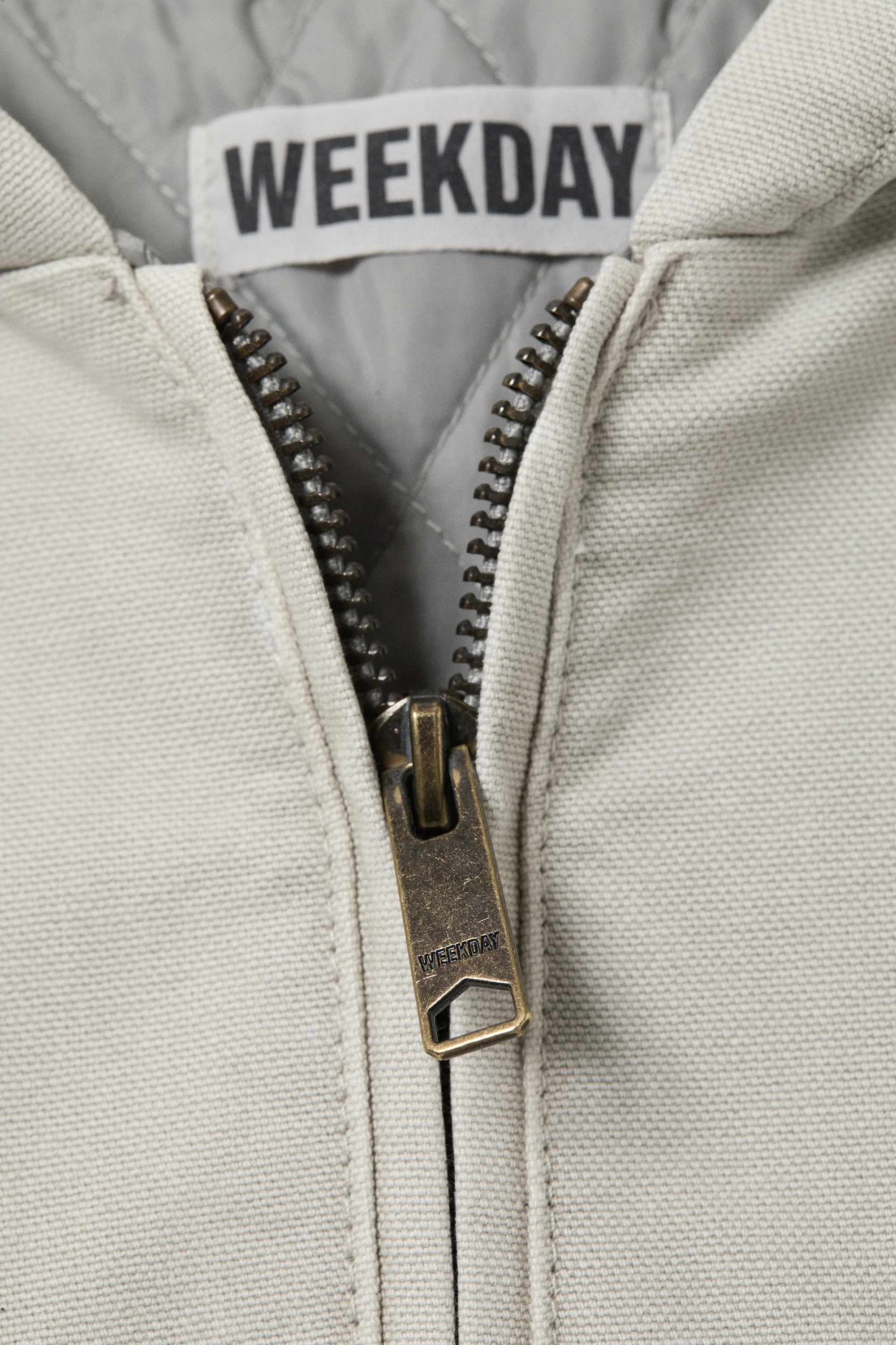Veste ample à capuche en toile - Gris poudré clair