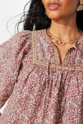 Blouse fleurie manches ballon — photo 5