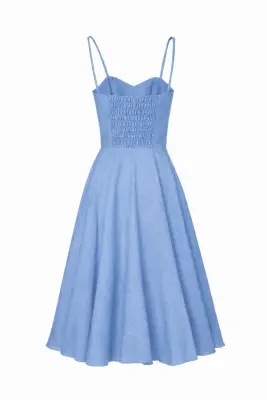 Bardot Linen Dress - Grey blue — photo 4