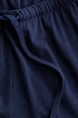 Pantalon de pyjama en coton mélangé - Bleu marine — photo 3