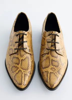 Chaussures derbies en cuir - Beige/Façon serpent — photo 1