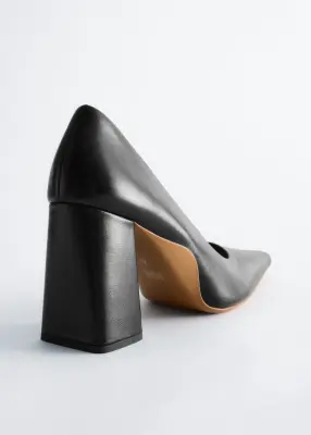 Escarpins en cuir à talons épais - Noir — photo 4