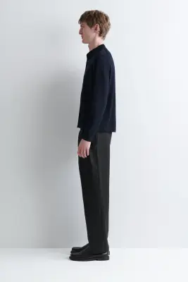 CHEMISE EN MAILLE DE LAINE MÉRINOS - BLEU MARINE CHINÉ — photo 1