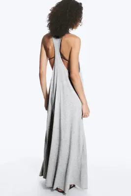 Robe longue dos nageur - Gris poudré chiné — photo 5