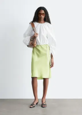 Blouse sculpturale à cordon de serrage - Blanc — photo 3