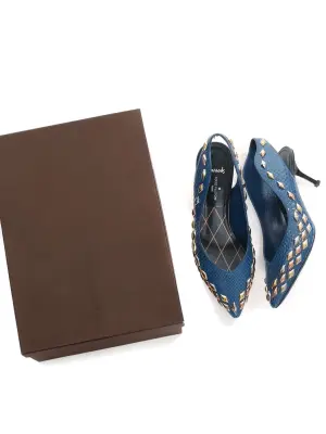 Escarpins GOLD RUSH en cuir python bleu et studs dorés argent Prix boutique 1410€ Taille 37 — photo 2