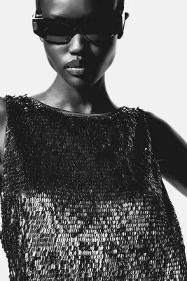 Robe à sequins - Prune chocolat — photo 3