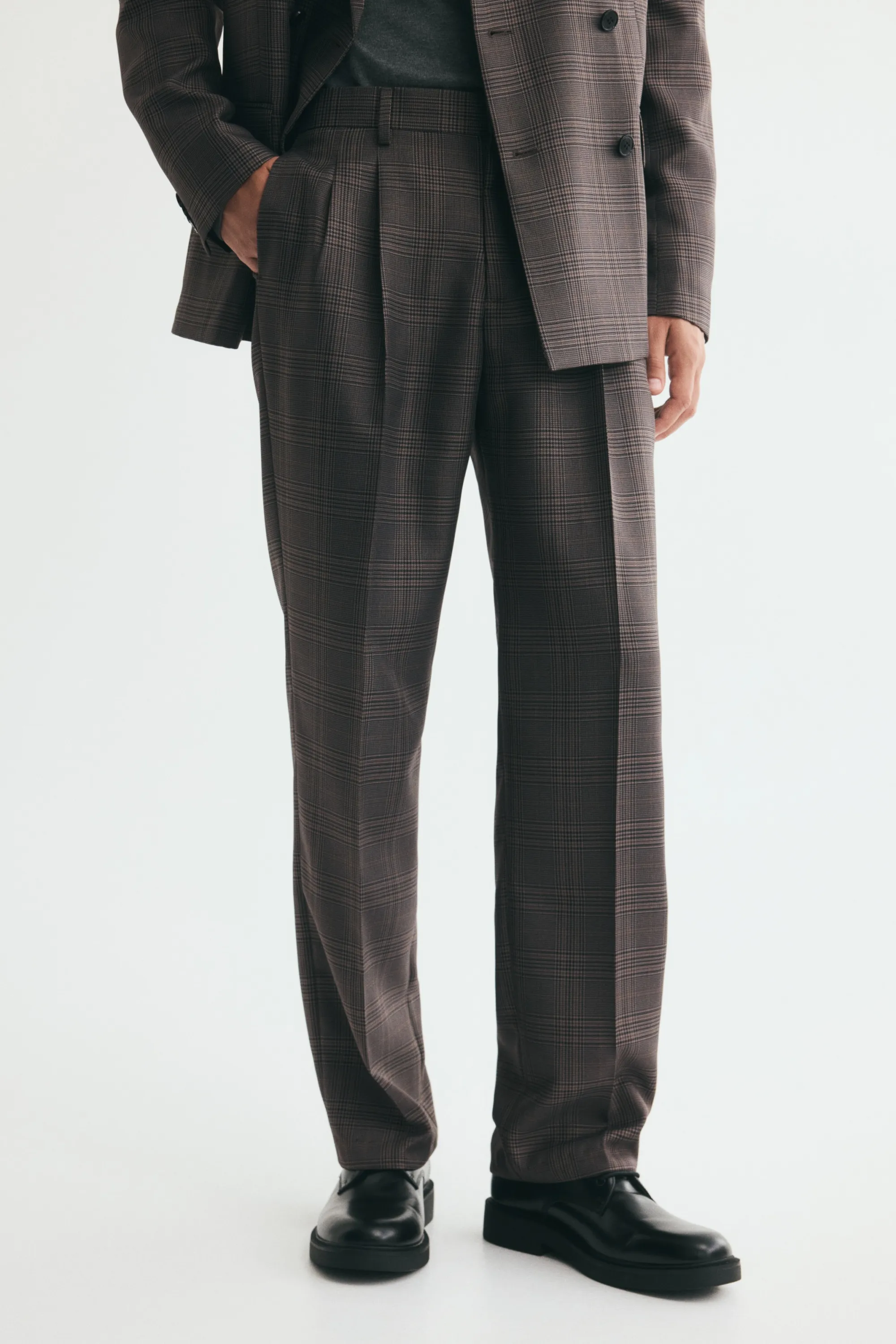 Regular Fit Suit trousers - Beige clair/carreaux