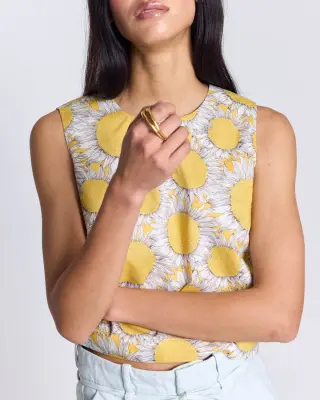 Top Roda imprimé Liberty tournesols jaune — photo 1