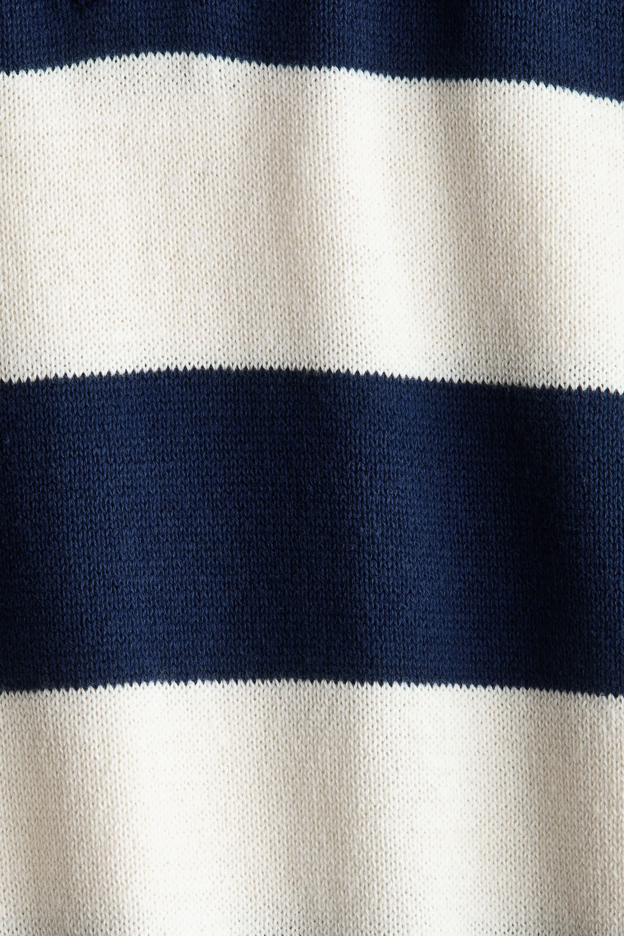 Polo en maille de coton - Bleu foncé/rayures blanches